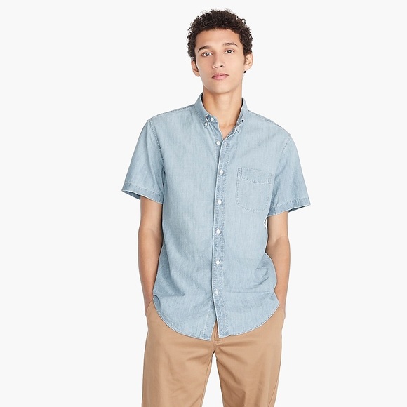 NWT J. Crew Chambray Shirt Organic Cotton button - Picture 1 of 1